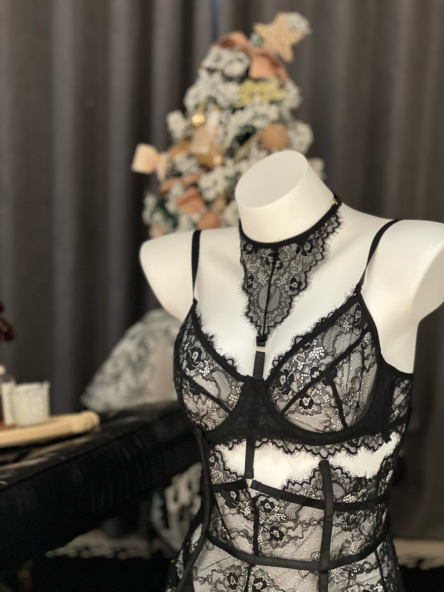 Fallen Angel Lace Sexy Nightwear Lingerie Set