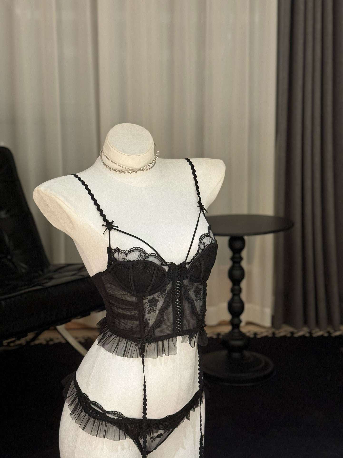 Love Sickness Black Sexy Lingerie Set