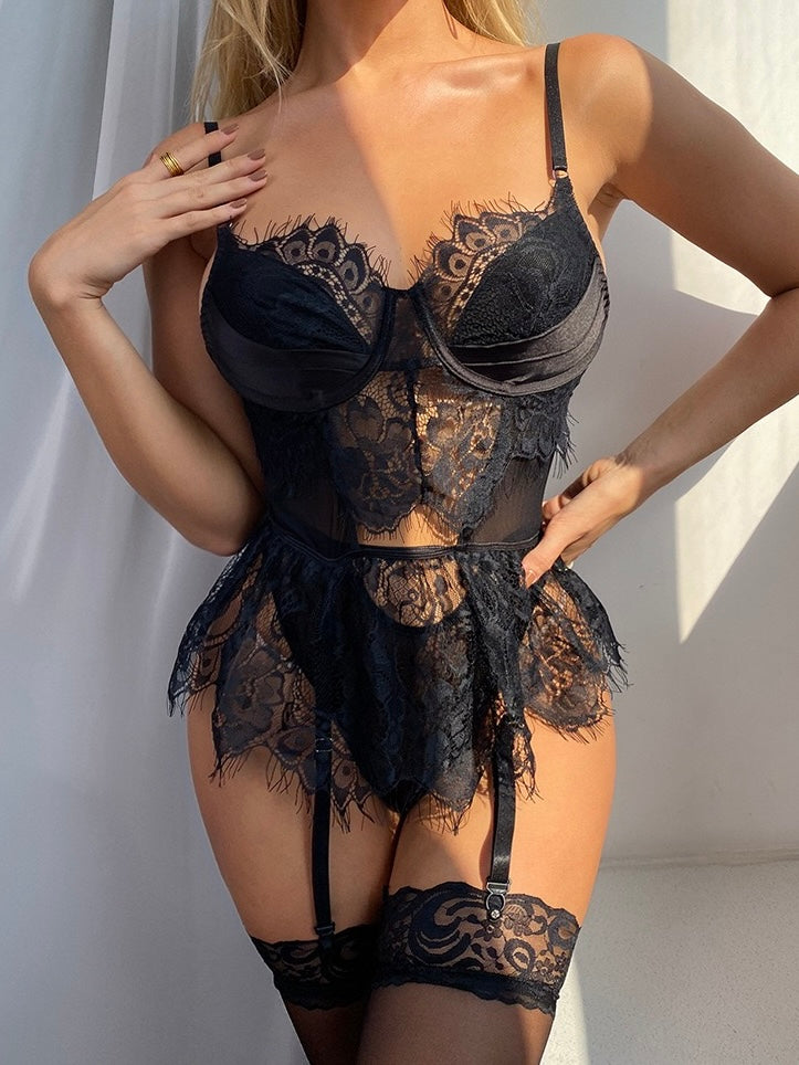 Lost In Shadow Black Sexy Lingerie Sleepwear Set